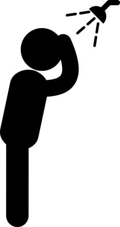 Man Standing Under The Shower Cleaning His Head From Side View Outline Svg Vector, Free Vectors File